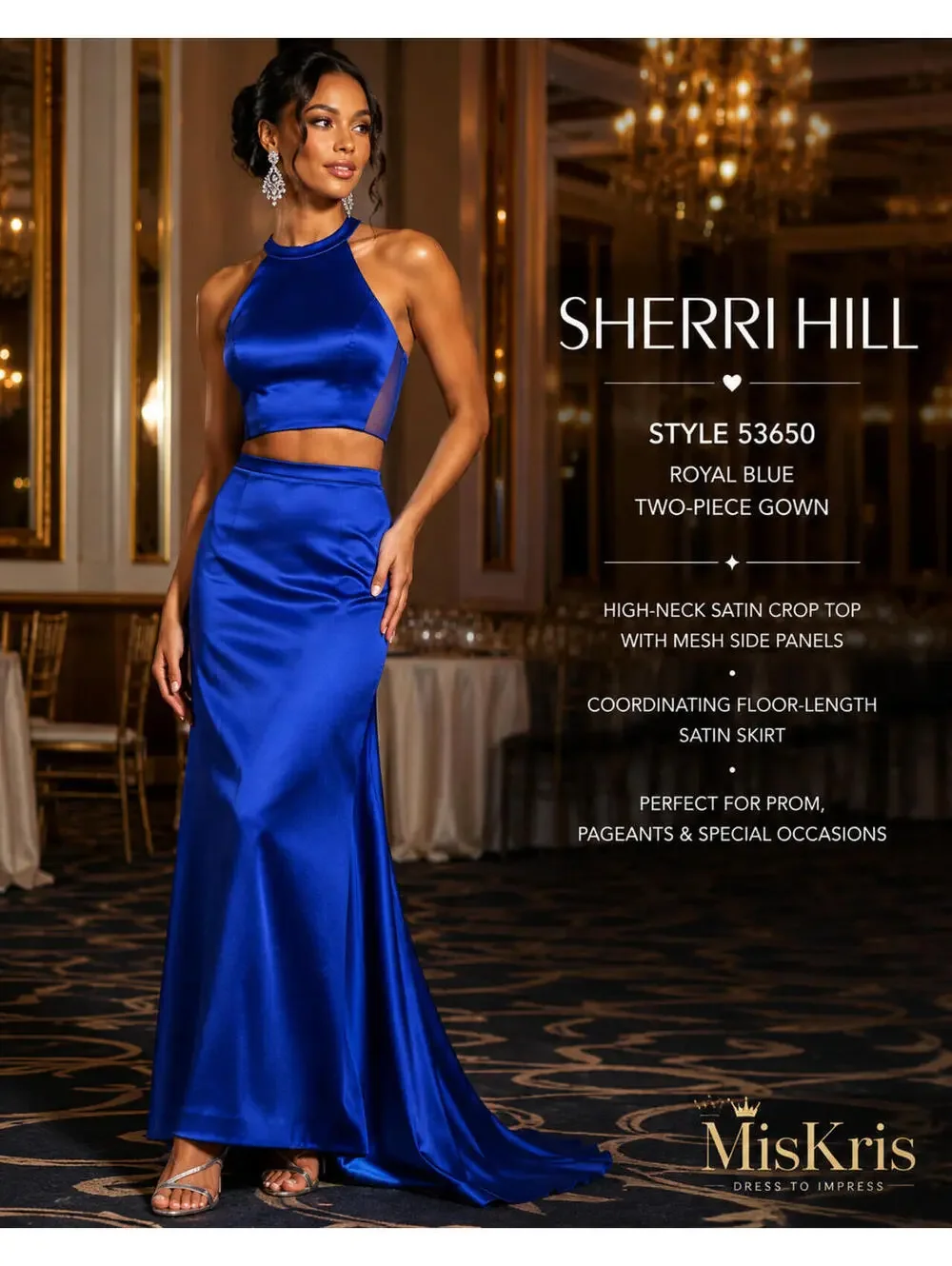 Sherri Hill | Dresses | Sherri Hill 5365 Royal Blue Two Piece Satin Prom Gown Size 8 Nwt